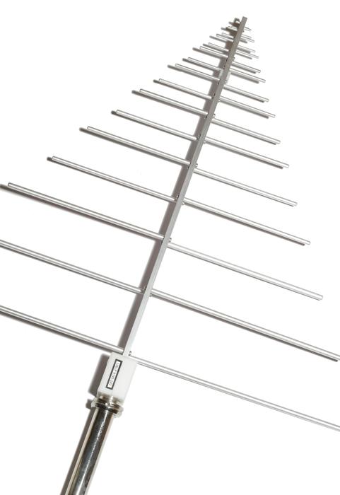 Close-up of an Uslp antenna, at beautiful white sky on background