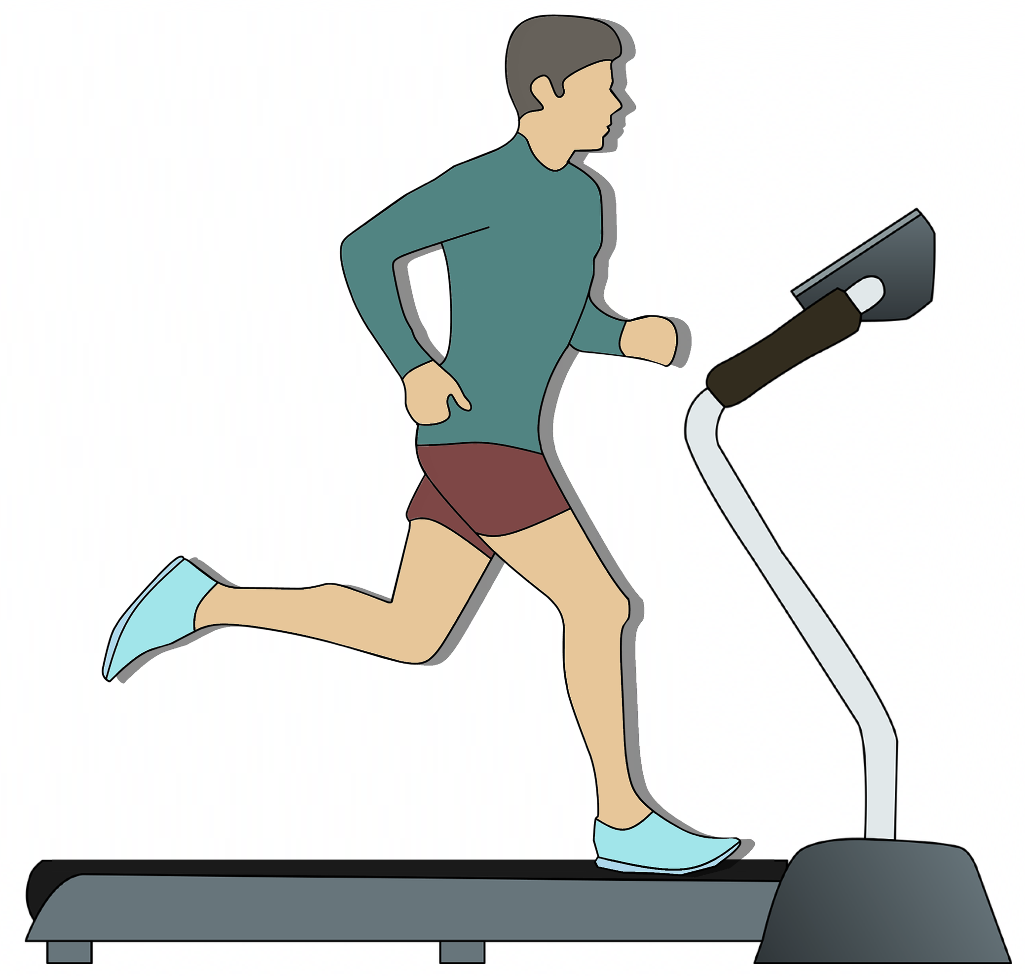 Man running on treadmill, drawing free image download