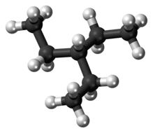 Black and grey model of Ethylpentane, at white background, on clipart