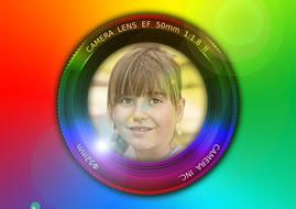 child girl head portrait on camera lens