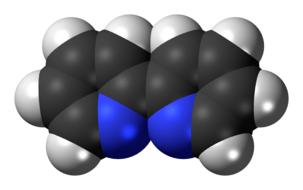 Colorful, shiny model of Bipyridine, at white background, clipart