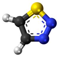 Shiny, colorful model of Thiadiazole, at white background, clipart