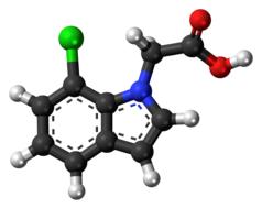 chloroindole acetic acid molecule 3d drawing