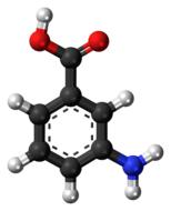 Colorful, shiny model of Aminobenzoic Acid, at white background, clipart