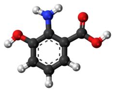 Colorful model of Hydroxyantranilic Acid, at white background, on clipart