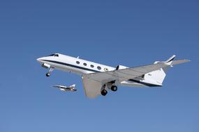 Airplane Gulfstream Jet at flight