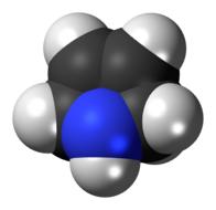 Colorful molecule model of Pyrroline, at white background, on clipart