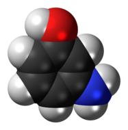 Colorful, shiny model of Aminophenol, at white background, clipart