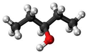 Shiny, black, grey and red model of Pentanol, clipart