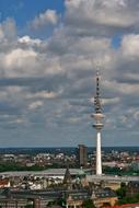 panoramic view of the TV tower in hamburg on a cloudy day