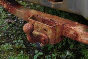 rusty trailer hook, close-up