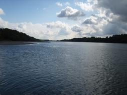 Beautiful landscape with Danube river, under the cloudy sky, in Slovakia