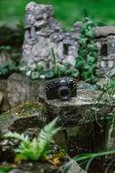 Camera Retro close-up in blurred background