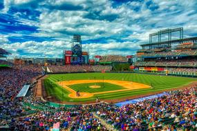 baseball stadium with players