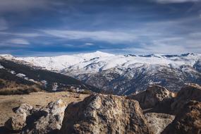 landscape of Sierra Nevada Snowy Mountains