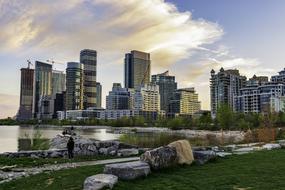 Beautiful and colorful landscape of Toronto, with the lake in Canada