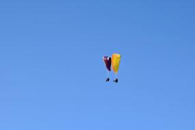 two paragliders in the blue sky