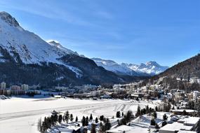 Beautiful Ski area with snow in the Alpine mountains in Switzerland