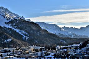 photo of a ski resort at the foot of an alpine mountain in Switzerland