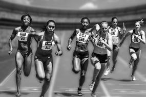 black and white photo of runners in competition