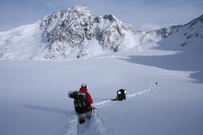 Landscape of journey on a snowy mountains
