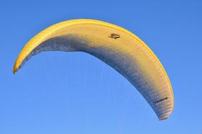yellow parachute against the blue sky