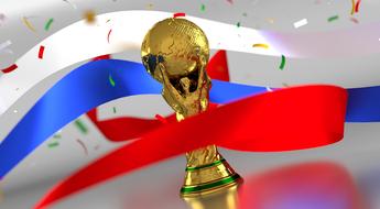 Gold soccer trophy of Russia