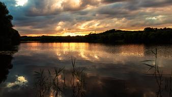 tranquil sunset on lake