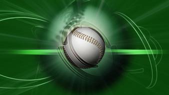 drawn baseball ball on a green field backgroun