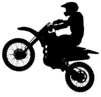 male athlete riding motorcycle, silhouette