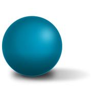 3d model of the blue ball for pilates, with the shadow, at white background, clipart