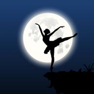 silhouette dancer cliff moon