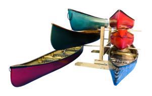 multi-colored canoe on a white background