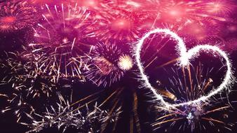 new year celebration, heart shaped firework
