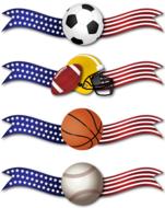 Colorful banners with the sports, balls and US flags, at white background, on clipart