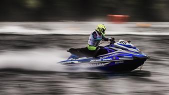 water racing in blurred background