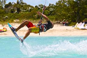 kitesurfing on the tropical ocean