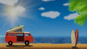 clipart of vanagon volkswagon kombi van on coast