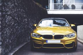 Bmw M M4, luxury new car parked at house