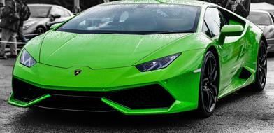 green Lamborghini Huracan Car close-up