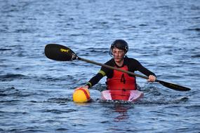 Canoe Polo Training, young man with Ball