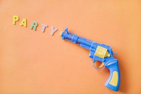 party, Background with Blue toy gun
