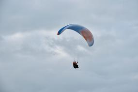 paragliding against the backdrop of a cloudy sky