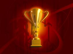 drawn golden goblet on burgundy background