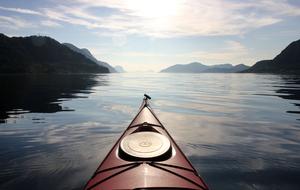 Kayak on Water at scenic coastline