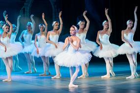 performance of Swan Lake Ballet, young girls on stage