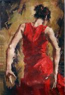 painted spanish dancer in a red dress