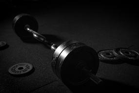 Dumbbell and Weights, black and white
