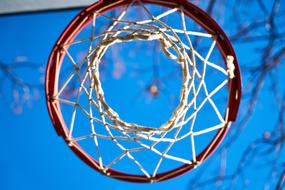 Basketball hoop at blue sky