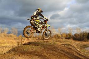 jumping on the hills on a motorcycle